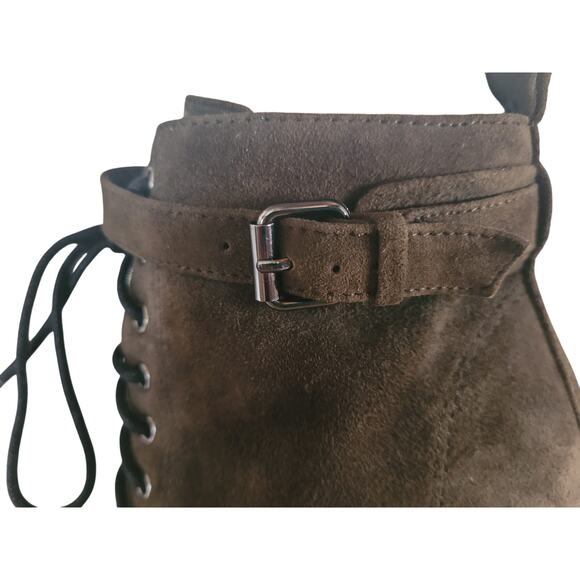 Aldo Olive Ankle Heel Boots Platform 5" heels with 1"front Leather Sz 6.5 - Picture 8 of 9